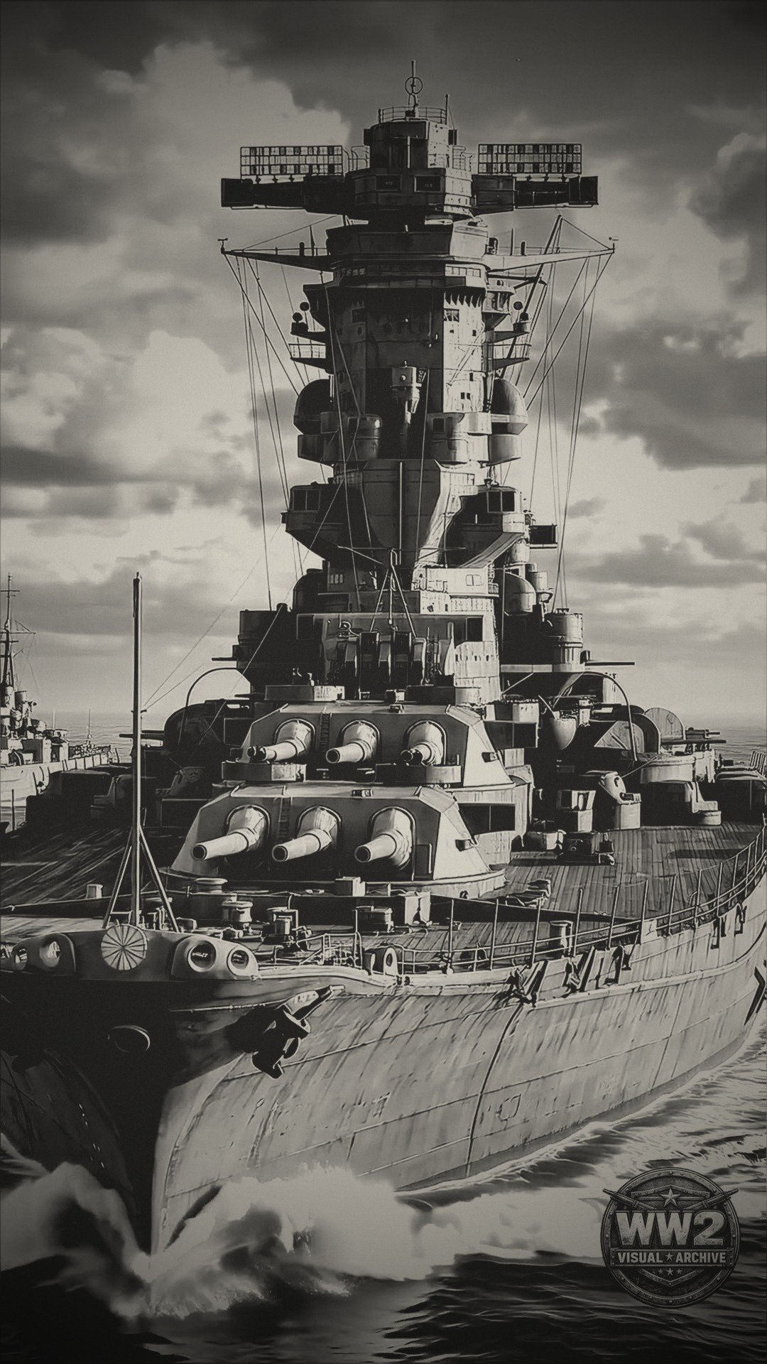 Archival black and white photograph of Yamato, 1941