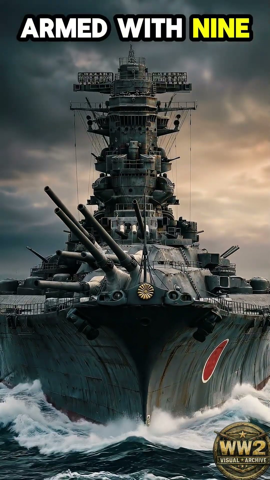 Yamato bow-on, colourised restoration