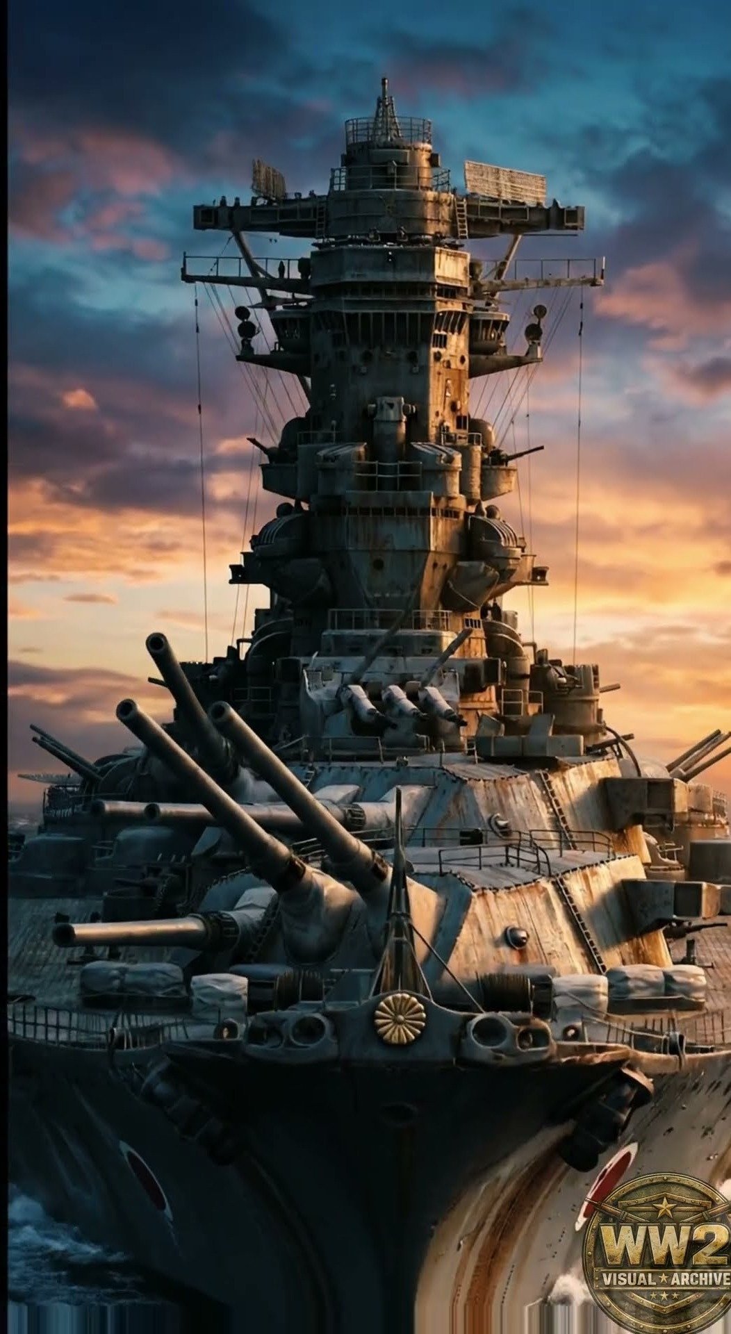 Yamato under air attack, April 1945, colourised