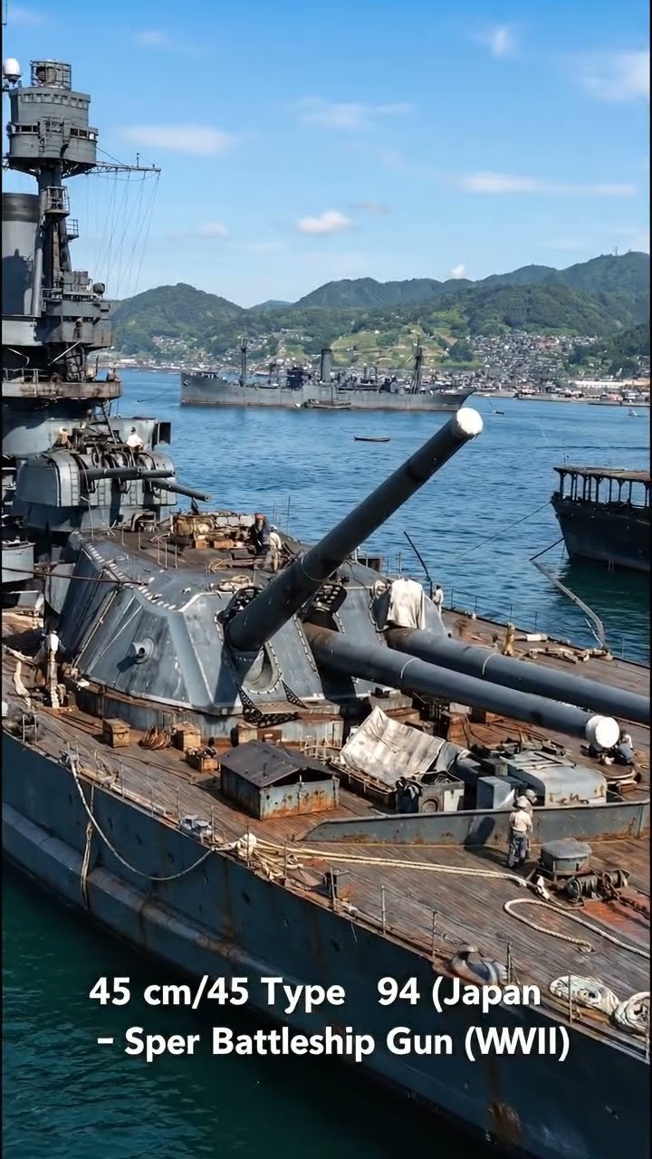 Yamato's 46 cm Type 94 main gun turret at Truk Lagoon, colourised